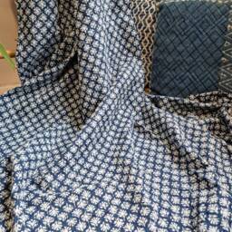 Kantha Stitch Pure Cotton Reversible Bed Sofa Picnic Kids Room Throw Single Twin - Handprinted Dohar Floral Indigo Blue White Mini Motifs - thumbnail 4