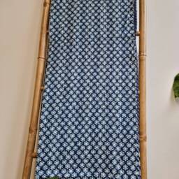Kantha Stitch Pure Cotton Reversible Bed Sofa Picnic Kids Room Throw Single Twin - Handprinted Dohar Floral Indigo Blue White Mini Motifs - thumbnail 2