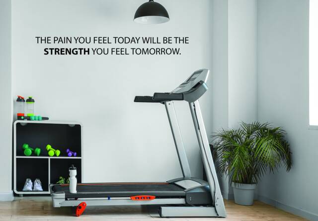 Gym Wall Decal, Physical Therapy Fitness Quote, Sports Quote Sticker. The Pain You Feel Today Will Be The Strength Tomorrow - image 1