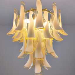 Murano Glass Chandelier With Light Amber Feather Glasses - thumbnail 2