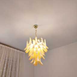 Murano Glass Chandelier With Light Amber Feather Glasses - thumbnail 4