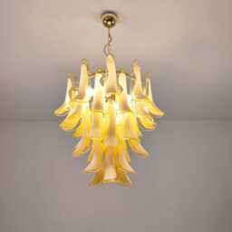 Murano Glass Chandelier With Light Amber Feather Glasses - thumbnail 3