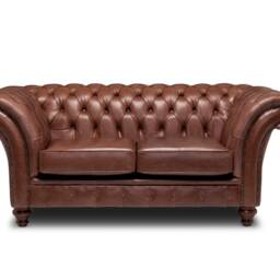 Chesterfield Belmont Real Leather Two/Three Seater Sofa English Vintage Brown - thumbnail 3