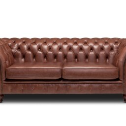 Chesterfield Belmont Real Leather Two/Three Seater Sofa English Vintage Brown - thumbnail 2