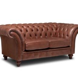 Chesterfield Belmont Real Leather Two/Three Seater Sofa English Vintage Brown - thumbnail 4
