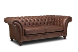 Chesterfield Belmont Real Leather Two/Three Seater Sofa English Vintage Brown - thumbnail 1