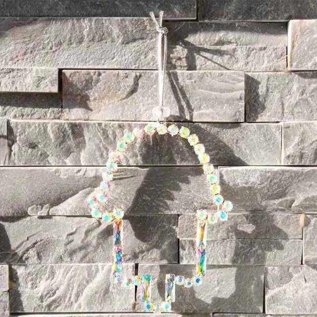 Silver Plated Hamsa Wall Hanging Ab Crystals Jewish Home Decor - image 1
