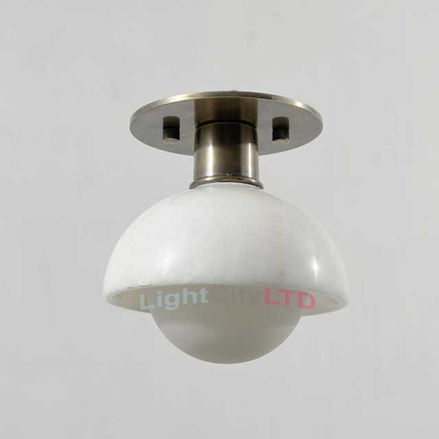Alabaster Ceiling Light Shade - Modern Flush Mount Lighting Brass & Stone Light Fixture Luxury Ceiling - image 1