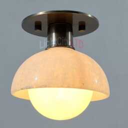 Alabaster Ceiling Light Shade - Modern Flush Mount Lighting Brass & Stone Light Fixture Luxury Ceiling - thumbnail 2