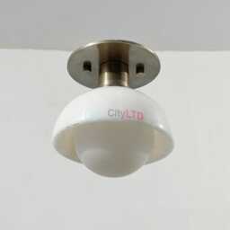 Alabaster Ceiling Light Shade - Modern Flush Mount Lighting Brass & Stone Light Fixture Luxury Ceiling - thumbnail 3