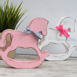 Rocking Horse Decor - Nursery Decor Baby Kids Room Child Wooden Rocking Horse - thumbnail 3