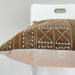 Tribal Embroidery Hand Woven Striped Natural Dye Color Pillow Cover - thumbnail 3