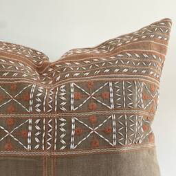 Tribal Embroidery Hand Woven Striped Natural Dye Color Pillow Cover - thumbnail 2