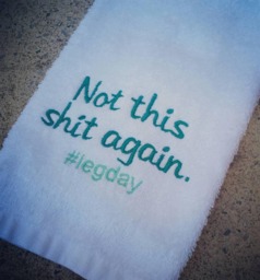 Funny Leg Day Gym Towel, Embroidered Fitness Gift