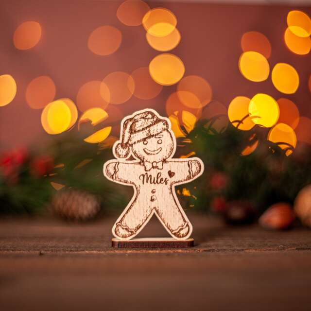 Personalised Gingerbread Man Christmas Place Name, Table Settings, Wooden Names, Card Setting - image 1