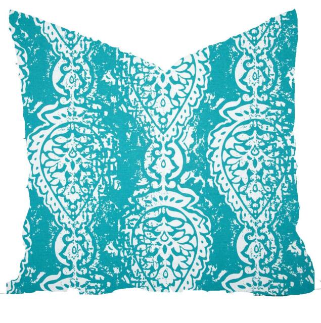 Aqua Geometric Pillow Cover - Modern Nautical Decor Outdor - image 1