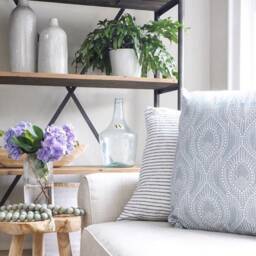 Blue Ikat Farmhouse Pillow Cover, Many Sizes - thumbnail 3