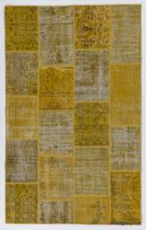 5'x8' - 152x245 cm Yellow Handmade Turkish Patchwork Rug