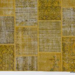 5'x8' - 152x245 cm Yellow Handmade Turkish Patchwork Rug - thumbnail 3