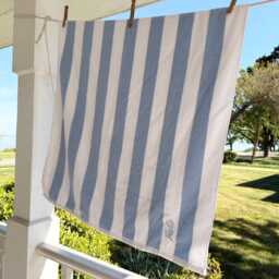 Custom Embroidered Striped Beach Towel - Personalized Coastal Luxury Oversized Pool Summer Essentials Vacation Gift - thumbnail 3