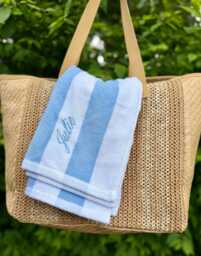 Custom Embroidered Striped Beach Towel - Personalized Coastal Luxury Oversized Pool Summer Essentials Vacation Gift