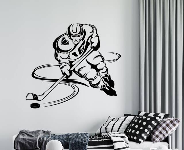 Hockey Player Wall Decal Sports Vinyl Decor 4376 - image 1