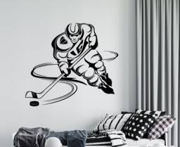 Hockey Player Wall Decal Sports Vinyl Decor 4376 - thumbnail 1