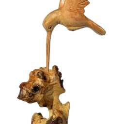 Single Hovering Hummingbird Feeding From Wooden Base - thumbnail 2
