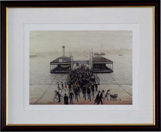 L.s. Lowry Art Print - Floating Bridge Southampton Walnut Finish Frame With Mount & Textured Image - image 1