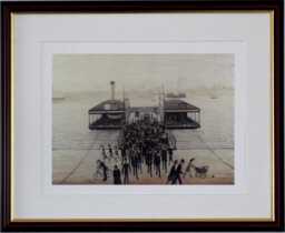 L.s. Lowry Art Print - Floating Bridge Southampton Walnut Finish Frame With Mount & Textured Image