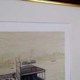 L.s. Lowry Art Print - Floating Bridge Southampton Walnut Finish Frame With Mount & Textured Image - thumbnail 2