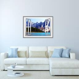 Window Frame Wall Decal - 3D Art Home Decor Beautiful Lake View Office Mural - Vwaq Nw26 - thumbnail 1