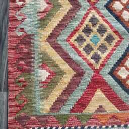 Kilim Rug Multicolour, Handmade Artisan Afghan Turkish Persian Rug, Navajo Moroccan Bohemian Flatweave, Natural Wool Dhurrie 118x91 cm - thumbnail 2