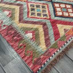 Kilim Rug Multicolour, Handmade Artisan Afghan Turkish Persian Rug, Navajo Moroccan Bohemian Flatweave, Natural Wool Dhurrie 118x91 cm - thumbnail 3