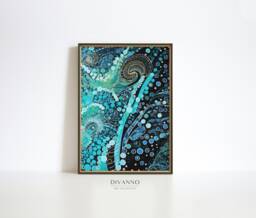 Abstract Blue Nuances Dots Print, Modern Printable Gallery Wall Art, Bauhaus Canvas, Large Size Poster, Digital Painting, Trendy Home Decor - thumbnail 1