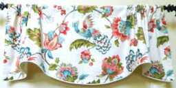 Trend Coral Reef Peacock By Jaclyn Smith - Window Valance Corded Lined Rod Pocket Scalloped Linen Designer Fabric Made To Order - thumbnail 1