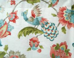 Trend Coral Reef Peacock By Jaclyn Smith - Window Valance Corded Lined Rod Pocket Scalloped Linen Designer Fabric Made To Order - thumbnail 2