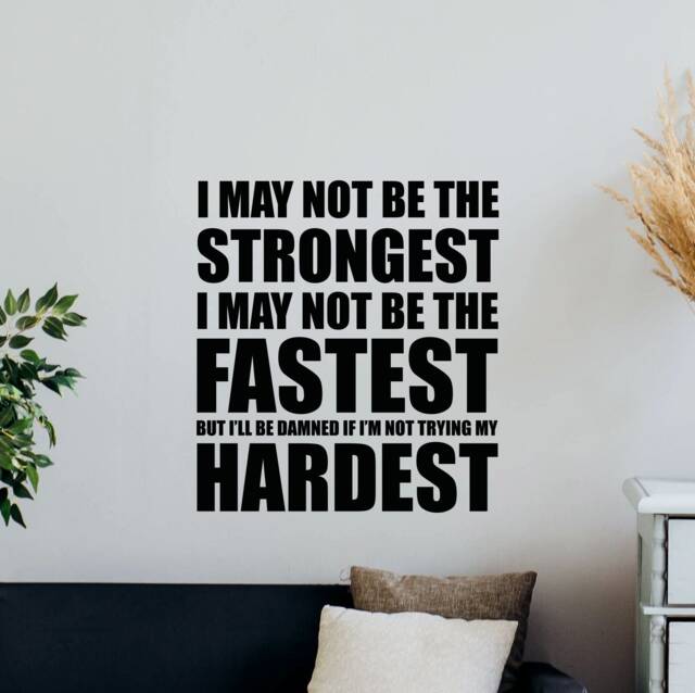 Gym Wall Decal Sign Strongest Fastest Hardest Quote Sport Poster Fitness Mural Gift Vinyl Sticker Inspirational Decor Art Print G281 - image 1