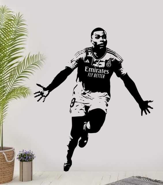Kylian Mbapp?? R Madrid Wall Sticker Football Fan Decor - image 1