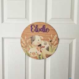 Personalised Childrens Door Sign Round Custom Name Plaque For Kids Room Farm Animal Nursery Decor Bedroom Wall Gift Children - thumbnail 3