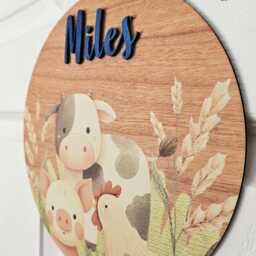 Personalised Childrens Door Sign Round Custom Name Plaque For Kids Room Farm Animal Nursery Decor Bedroom Wall Gift Children - thumbnail 2