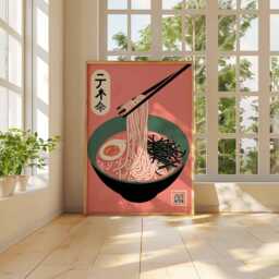Japanese Ramen Poster, Modern Minimalist Kitchen Wall Art, Asian Food Print, Contemporary Dining Decor, Noodle Bowl Illustration - thumbnail 3
