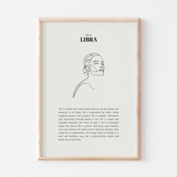 She Is Libra Print, Horoscope Zodiac Astrology Star Sign Wall Art, Poster, Minimalist Gift, Aesthetic - thumbnail 2