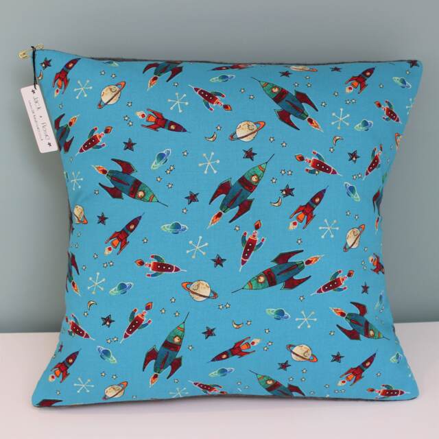 Rocket/Moon Fabric Cushion Cover - Nursery/Children's Bedroom Variety Of Sizes Michael Miller - image 1
