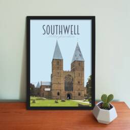 Southwell Minster Travel Poster - Retro Style UK Art Print - thumbnail 1
