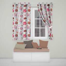 Dessert Cake Cupcake Donut Candy Sweet Treat Seamless Pattern Cream Background Readymade Eyelet Ring Top Thermal 100% Blackout Curtains