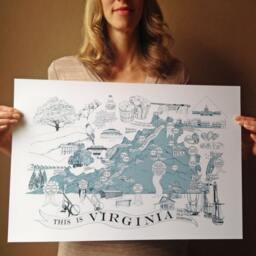A Map Of Virginiana - Art Print Virginia Cities Towns College University Regional Superlatives Icons Kitsch Graduation Gift Wedding - thumbnail 2