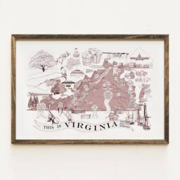 A Map Of Virginiana - Art Print Virginia Cities Towns College University Regional Superlatives Icons Kitsch Graduation Gift Wedding - thumbnail 4