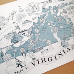 A Map Of Virginiana - Art Print Virginia Cities Towns College University Regional Superlatives Icons Kitsch Graduation Gift Wedding - thumbnail 3