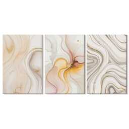 Canvas Art Set Of 3 - Warm Patterns Elegant Motifs, Creamy Wall Art, Abstract Hanging Piece - thumbnail 3